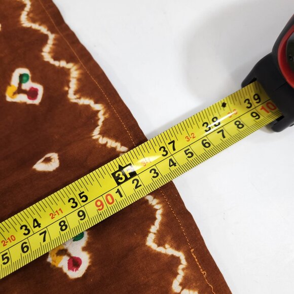 Vintage Hand Dyed Batik Long Skirt Tied Waist Brown Sepia - Picture 10 of 10